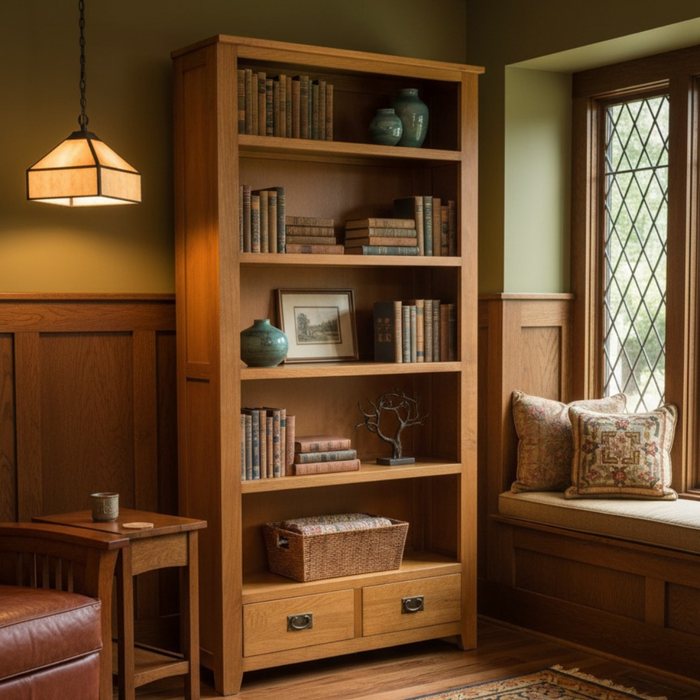 Mission Open Shelf Bookcase - Walnut