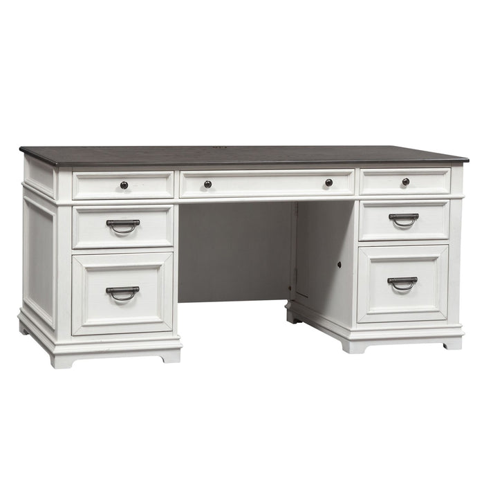 Camden Ridge 60" Home Office Desk – Wire brushed White & Charcoal