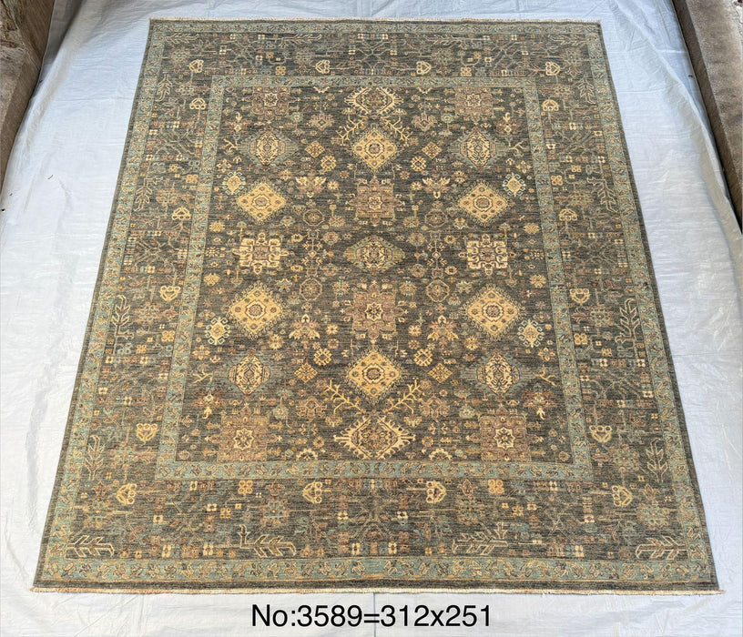 Hand-Knotted Vegetable Dye Agra Rug from Pakistan, 8' 3" x 10' 6"
