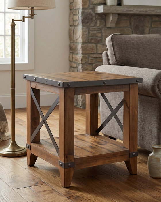 Larson Cross Bar Open End Table