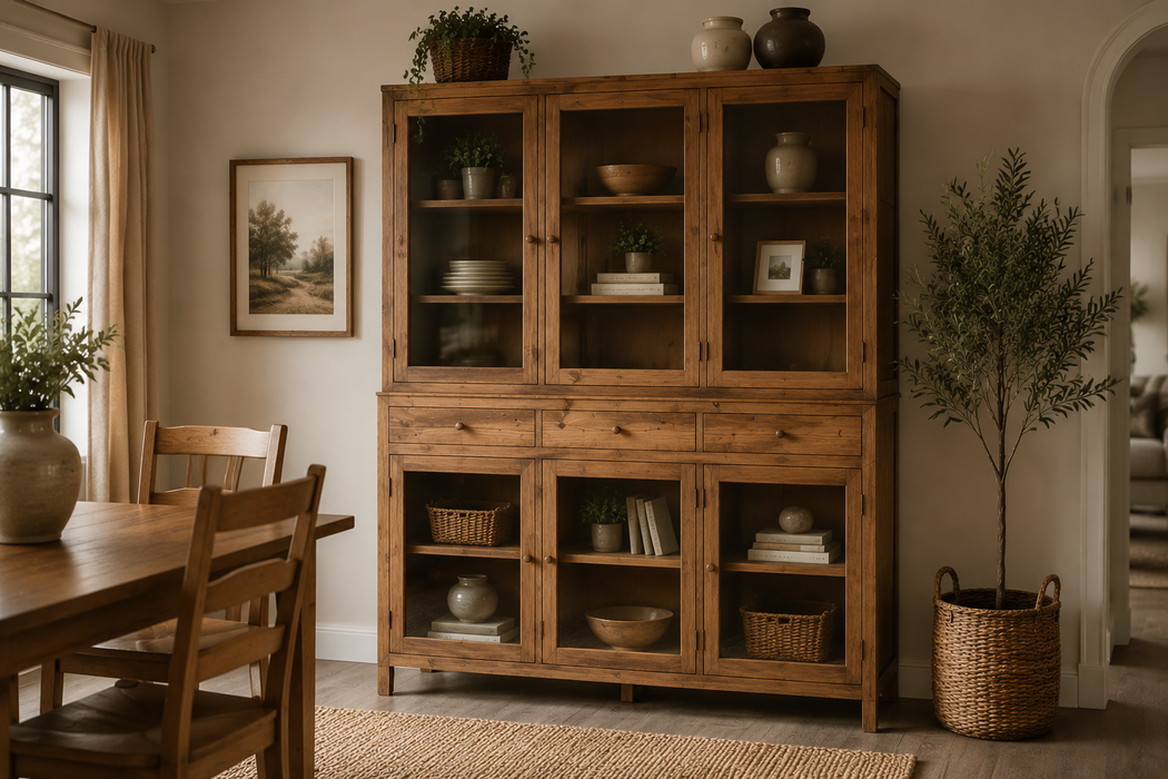 Rustiic-Modern Farmhouse Solid Wood Sideboard and Hutch