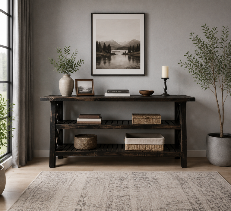 Oak Park Cross Bar Console Table
