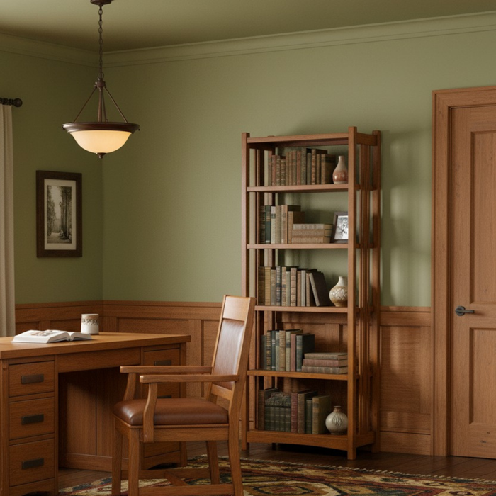 Preorder Mission Spindle Side 5 Shelf Bookcase - Michael's Cherry (MC1)