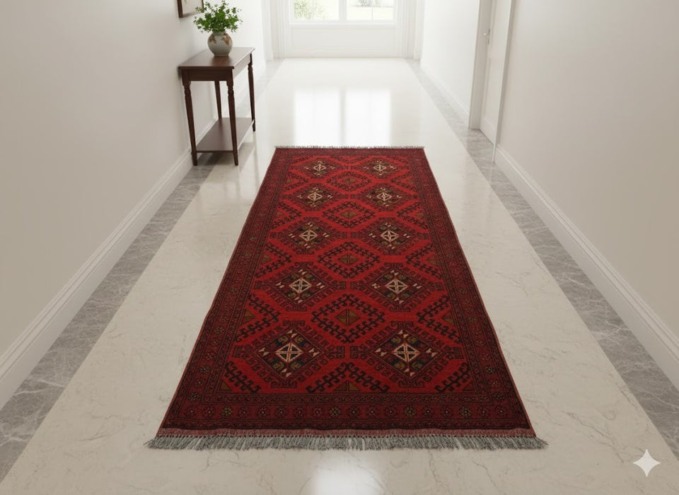 Terkaman Tribal Afghan Oriental Rug, size 2' 7" x 6' 6"  (C)