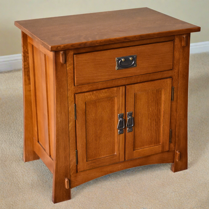 Preorder Mission Style Solid Oak Nightstand Model A3 - Michael's Cherry Stain