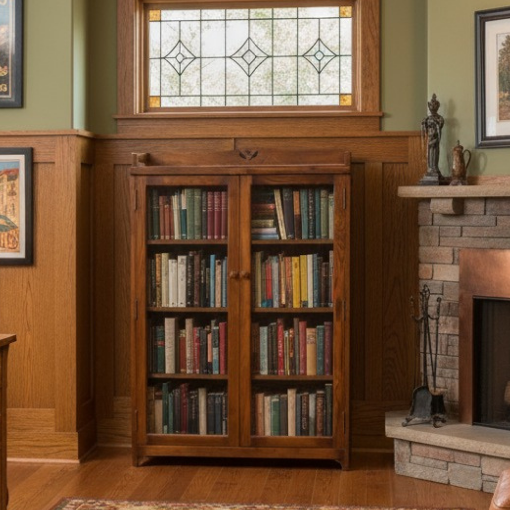 Mission Bookcase/Curio Cabinet-Walnut (W1) — Crafters and Weavers