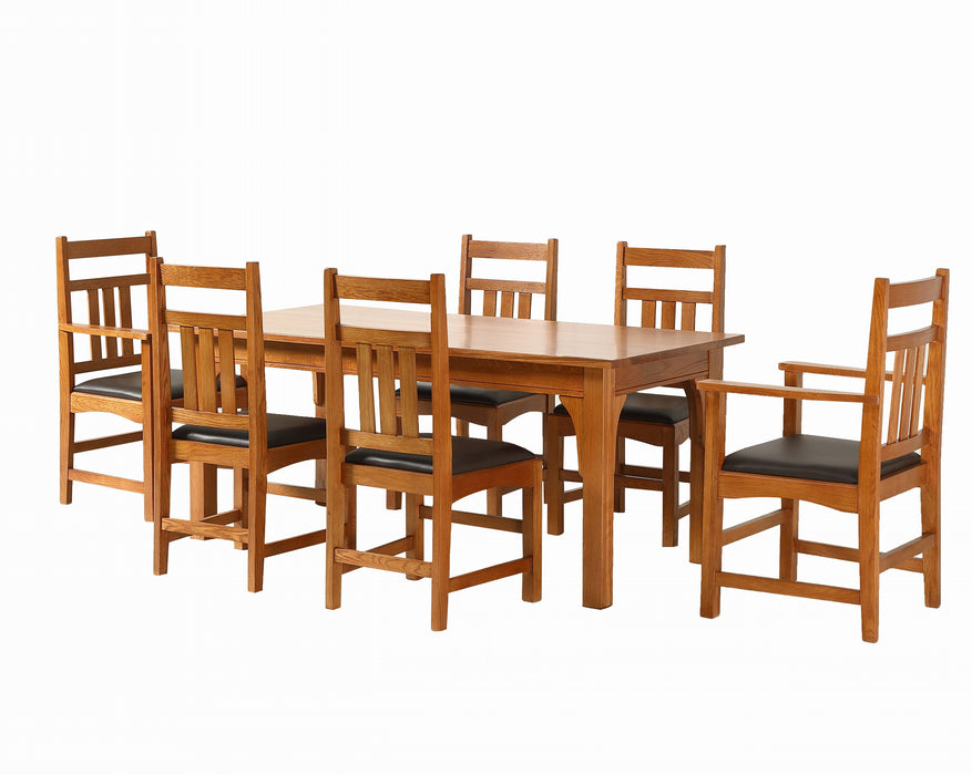 Mission 70" Solid Oak Dining Table Set with 6 Dining chairs - Michaels Cherry