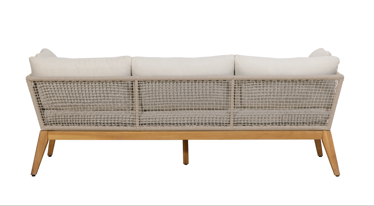 Cypress Teak Wood Sofa with beige Color Rope Design