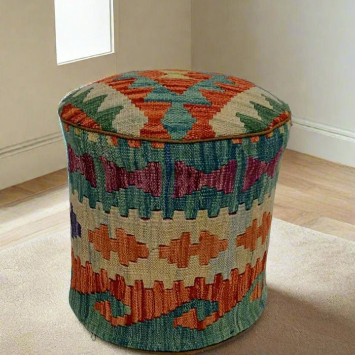 One of a Kind Kilim Rug Pouf Ottoman foot stool #4B