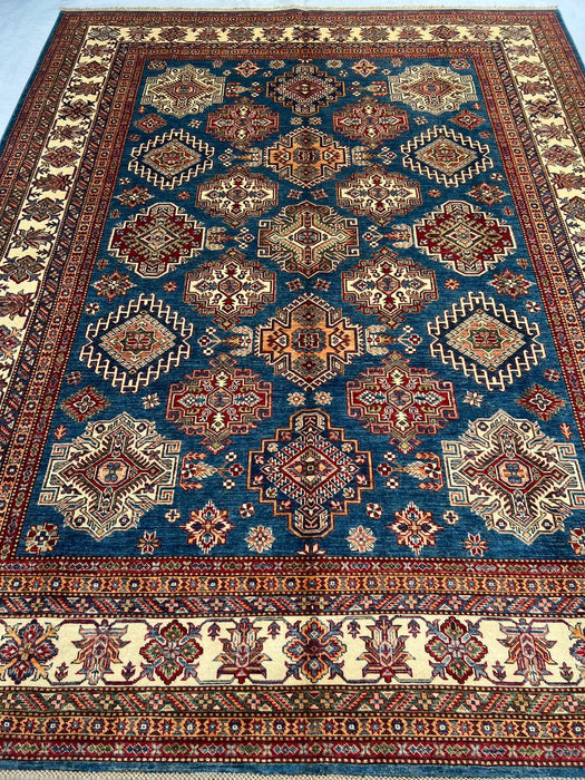 Hand-Knotted Vegetable Dye Kazak Rug from Pakistan, 8' 2" x 10' 10"