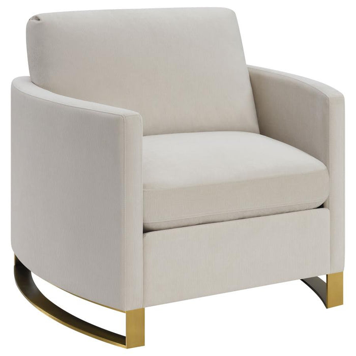 Aurelia Modern Velvet Accent Chair with Gold Base – Beige