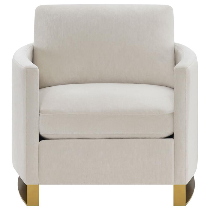 Aurelia Modern Velvet Accent Chair with Gold Base – Beige