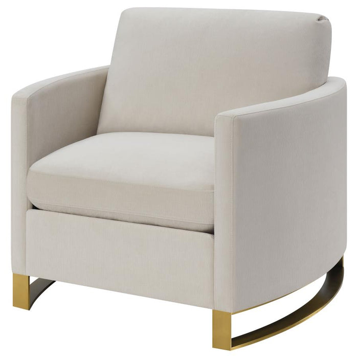 Aurelia Modern Velvet Accent Chair with Gold Base – Beige