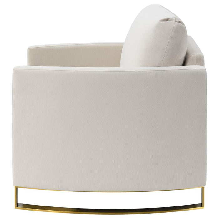 Aurelia Modern Velvet Accent Chair with Gold Base – Beige