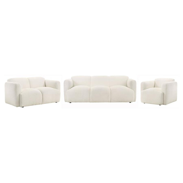 Stratus Collection Modern Sculptural Sofa, Loveseat & Chair – Textured White