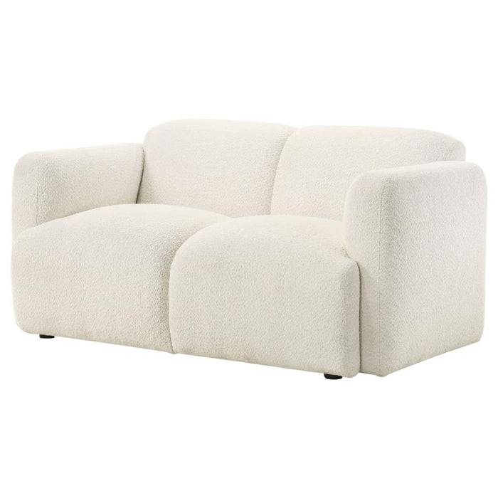 Stratus Collection Modern Sculptural Sofa, Loveseat & Chair – Textured White