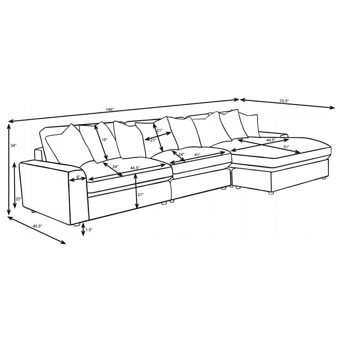 Tavaro Upholstered Reversible Chaise Sectional Sofa Sand