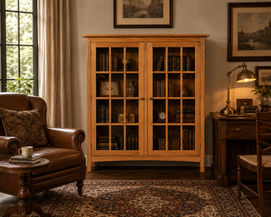 Heritage Cherry Solid Wood 2-Door Bookcase
