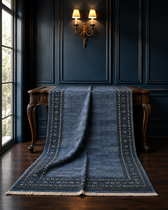 Hand-Knotted Pakistani Bokhara Rug – 100% Wool, size 8' x 10'