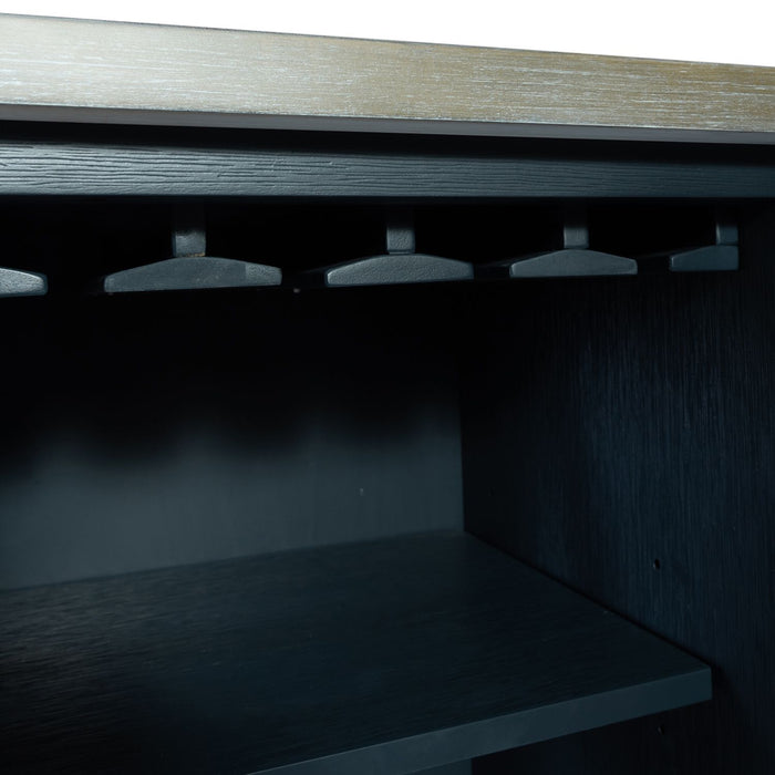 Valenwood Modern Navy Buffet Server with Stemware Rack