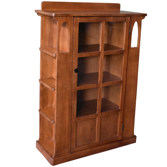 Mission 1 Door Bookcase with Side Shelves - MC