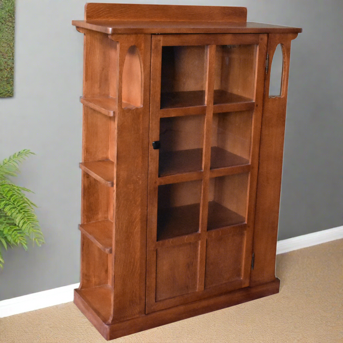 Mission 1 Door Bookcase with Side Shelves - MC