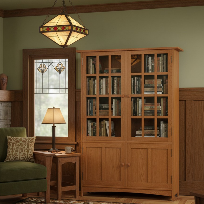 Mission Oak 4 Door Display China Cabinet - Michael's Cherry stain