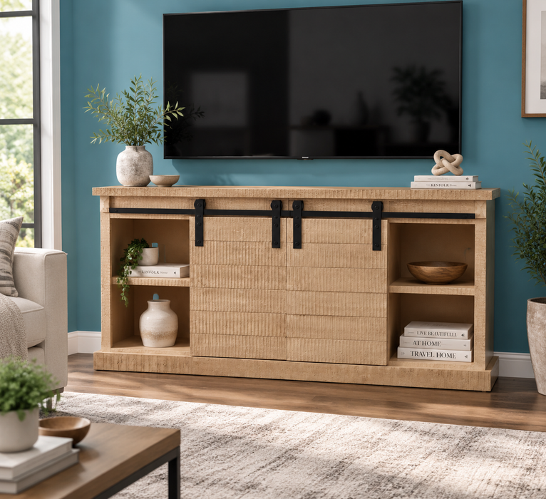 Mason 65" Sliding TV Stand - White Glaze