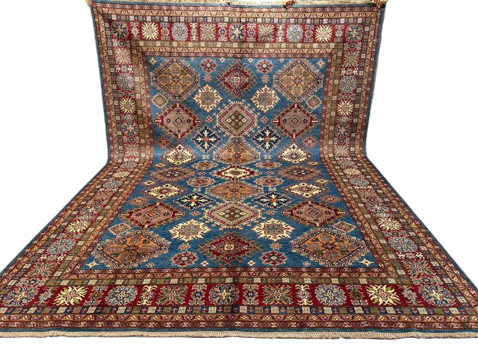 Hand-Knotted Vegetable Dye Kazak Rug from Pakistan,  9' x 12'