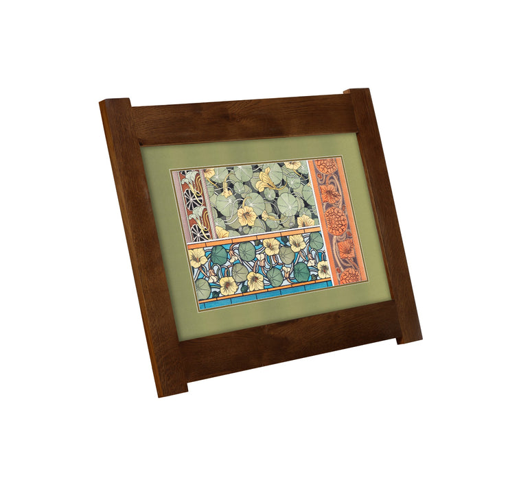 Arts & Crafts Mission Oak Framed Art with Floral Harmony Walnut finish