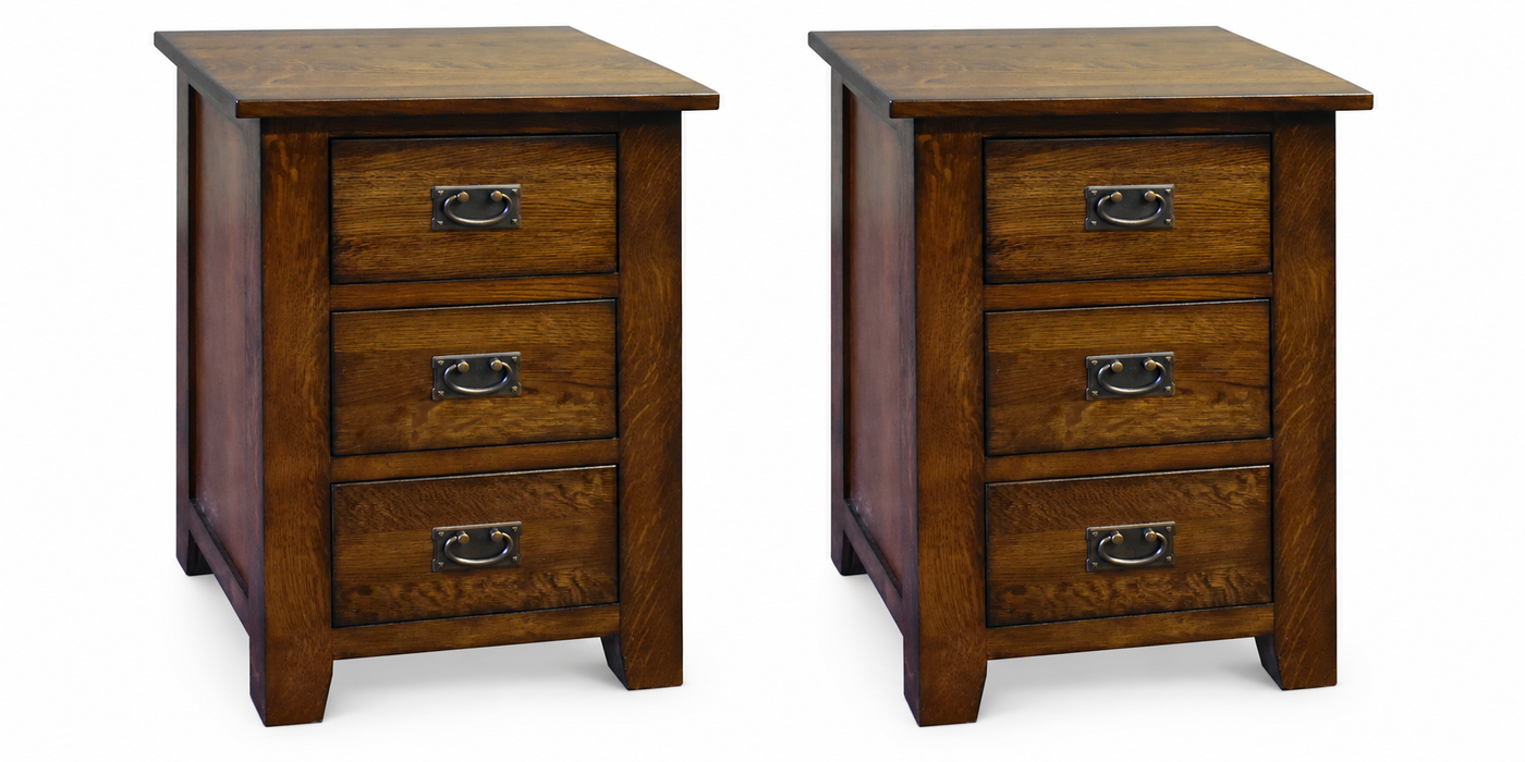 Mission Quarter Sawn Oak 3-Drawer Nightstand | In Stock & Ready to Ship