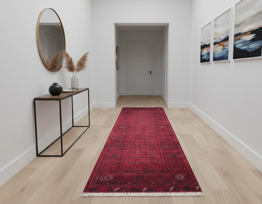 Terkaman Tribal Afghan Oriental Rug, size 2' 10" x 9' 3" (C)