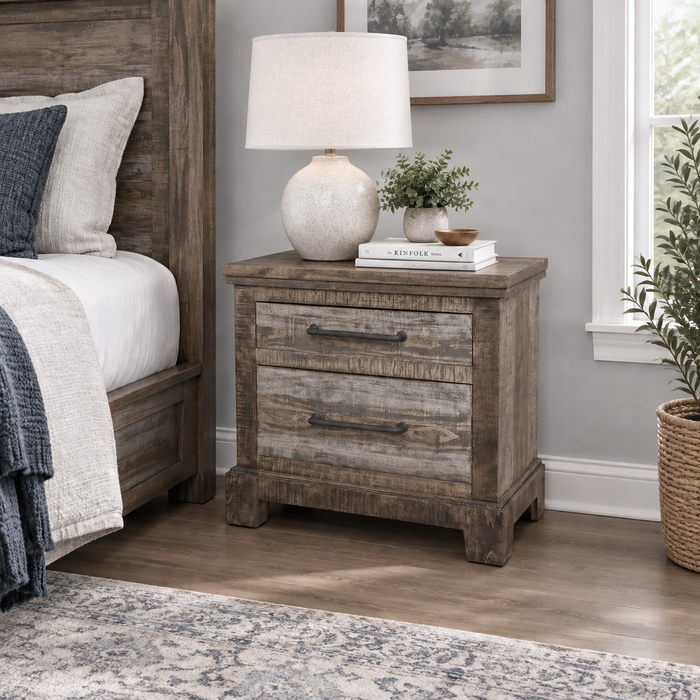 Parvati Solid Pine Vintage Nightstand