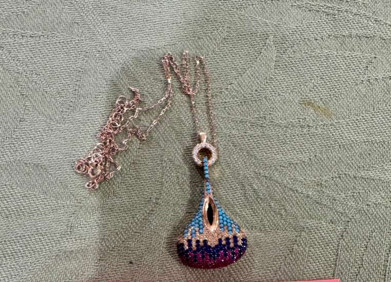 SS Pendant with Colored Stones – Vibrant and Elegant Silver Necklace