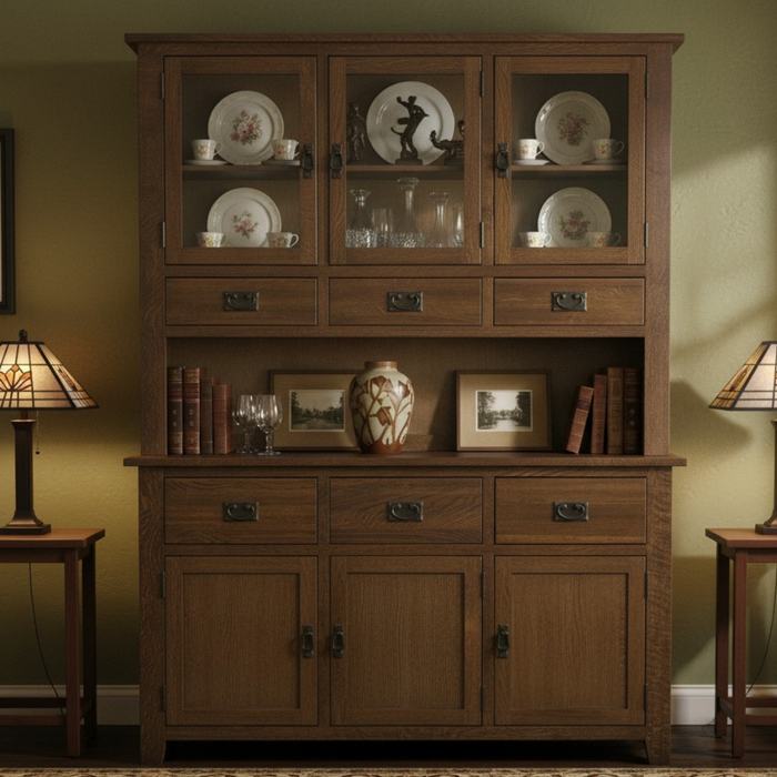 Mission 6 Door & 6 Drawer China Cabinet - Walnut - 59"