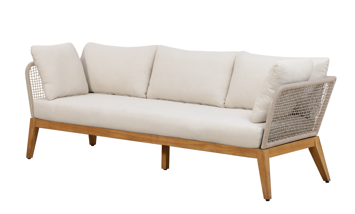 Cypress Teak Wood Sofa with beige Color Rope Design