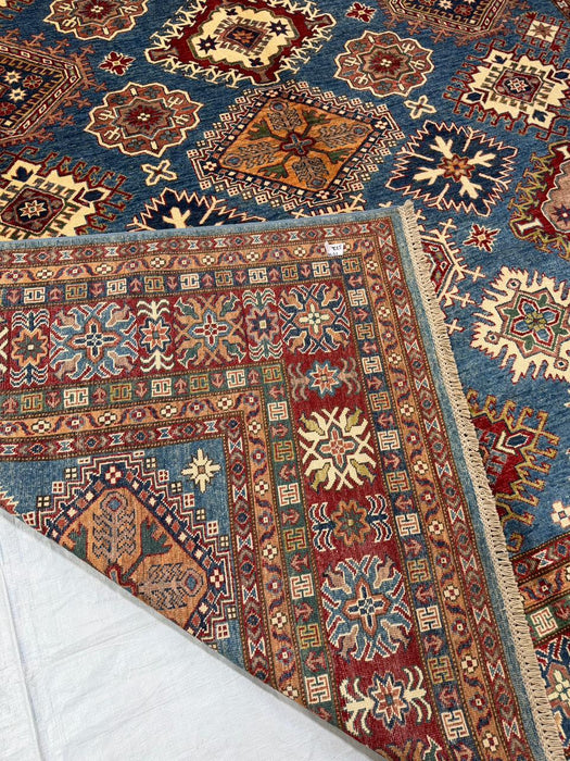Hand-Knotted Vegetable Dye Kazak Rug from Pakistan,  9' x 12'