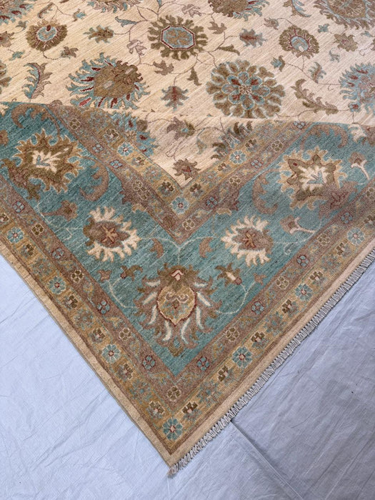 Hand-Knotted Vegetable Dye Agra Rug from Pakistan,  10' 2" x 14'
