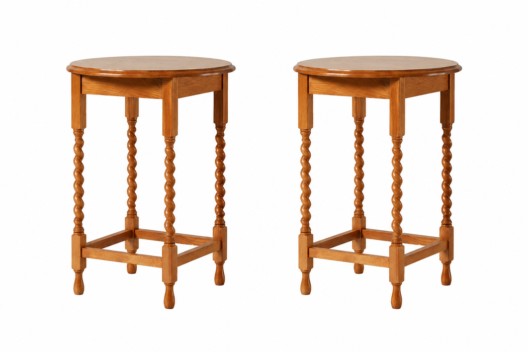 Mission Oak End Table With Barley Twist Legs