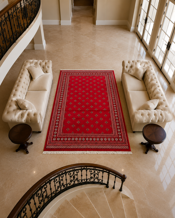 Hand-Knotted Pakistani Bokhara Rug – 100% Wool, size 8'2" x 9'7"