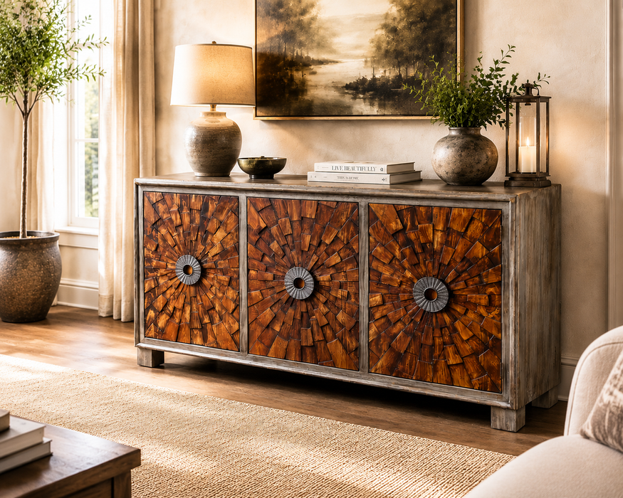 Gia Solid Wood Modern Console, TV Stand, Sideboad