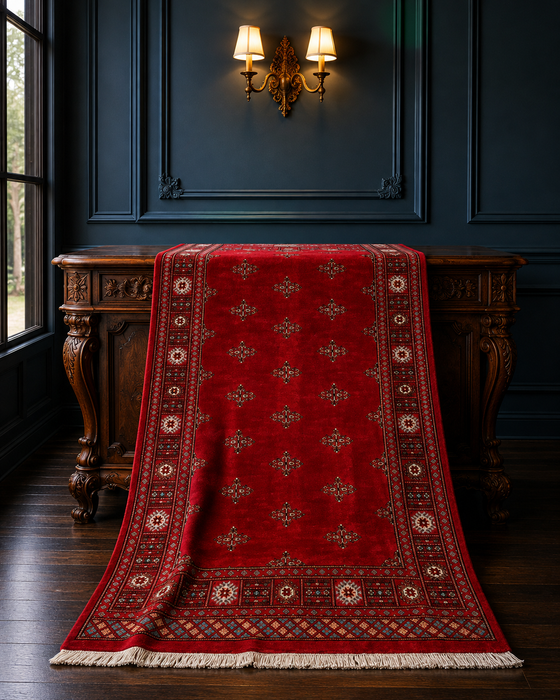Hand-Knotted Pakistani Bokhara Rug – 100% Wool, 3' x 5'