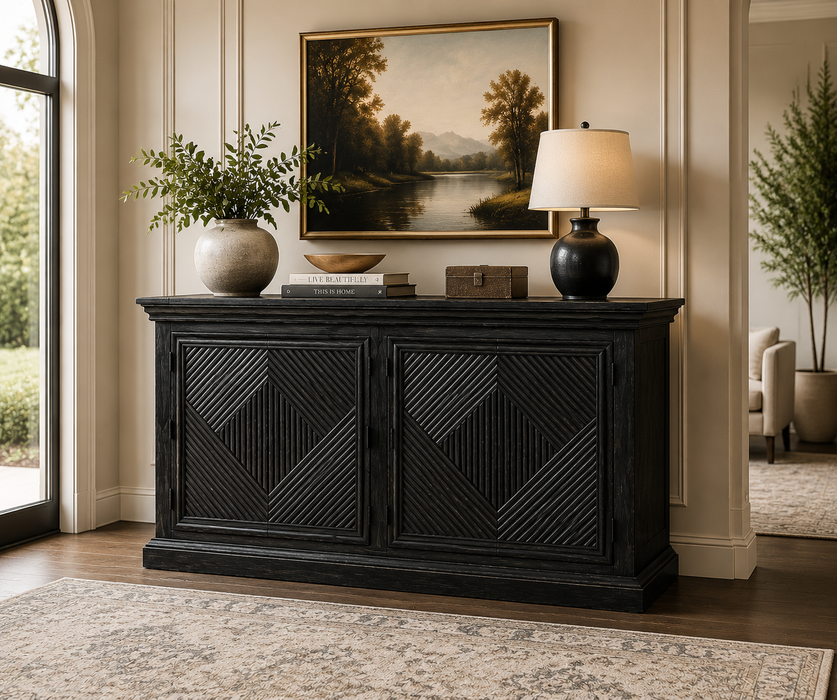 Hanali Pine Wood Black Console - 70"