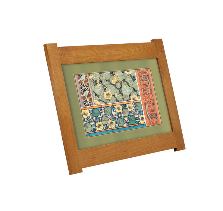 Arts & Crafts Mission Oak Framed Art with Floral Harmony