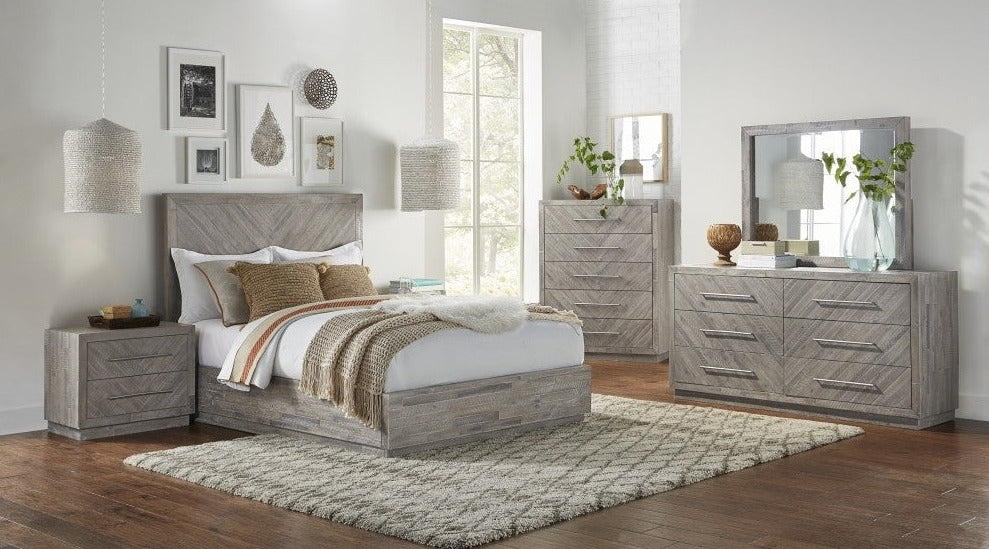 Modus Alexandra Solid Wood Queen Panel Platform Bed in Rustic Latte Modus Alexandra Solid Wood Queen Panel Platform Bed in Rustic Latte