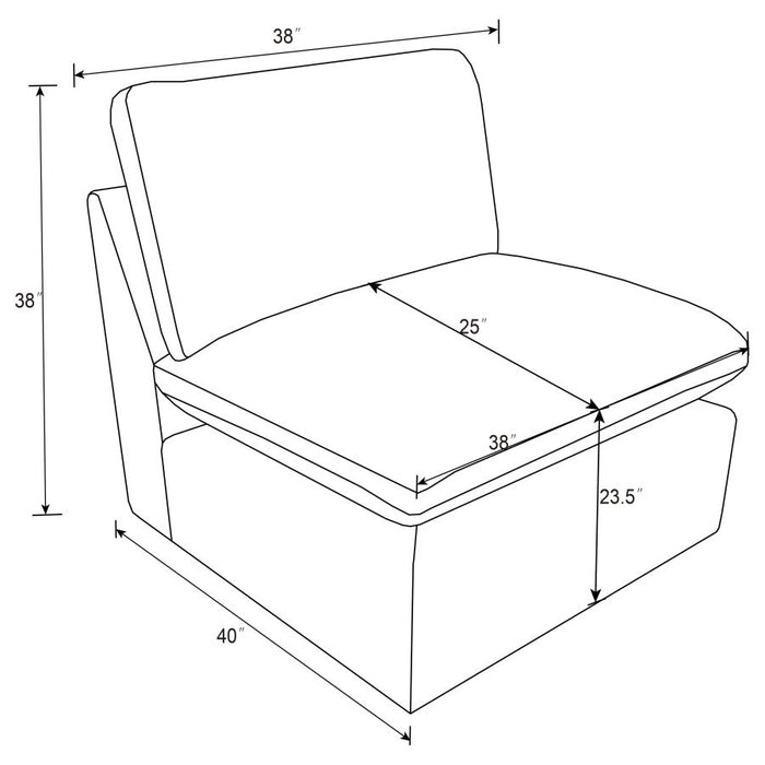 Cenra collection Modular Armless Chair Grey
