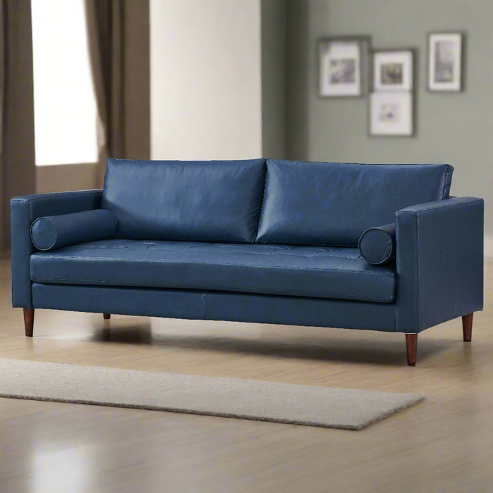 Alessandra Modern Contemporary Eco Leather Sofa - Blue