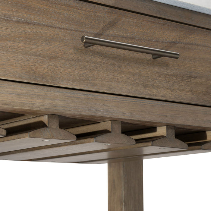 Wynford Wine Server – Modern Brown Console with Stemware Rack