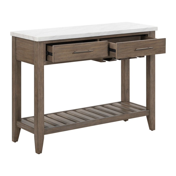 Wynford Wine Server – Modern Brown Console with Stemware Rack