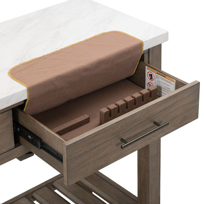 Wynford Wine Server – Modern Brown Console with Stemware Rack